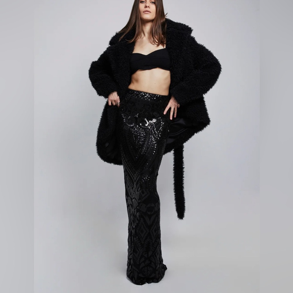 RtA Black Sequin Pencil Skirt
